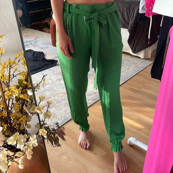 MSGM Green Paperbag Belted Trousers Joggers - Picture 9 of 13